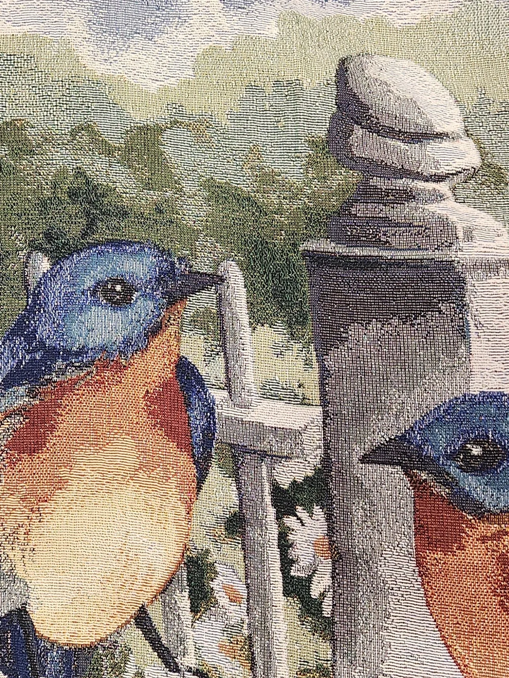 Blue and Orange Songbird Tapestry Wall Art Or Throw Blanket 4x5.